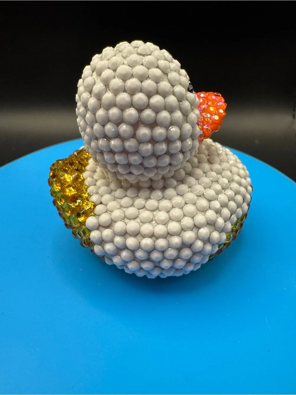 Hand Blinged Ghost Rubber Duck White and Orange Beaded Jeep Jewels Halloween